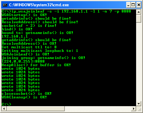 Winsock and Multicasting: IPv4/v6 Multicasting using WSAJoinLeaf(), running the program as server/sender
