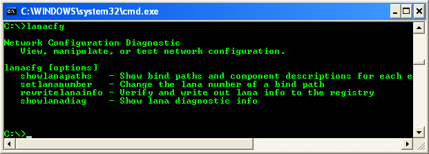 program example demonstrates the use of Netbios() function to retrieve the MAC or physical address of the network card - The LANACFG tool