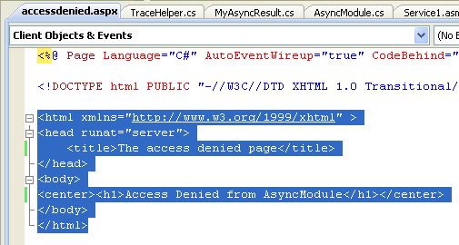 The C# Asynchronous Web Service Access with ASP .NET WEB Service application development Program Example: the aspx source code