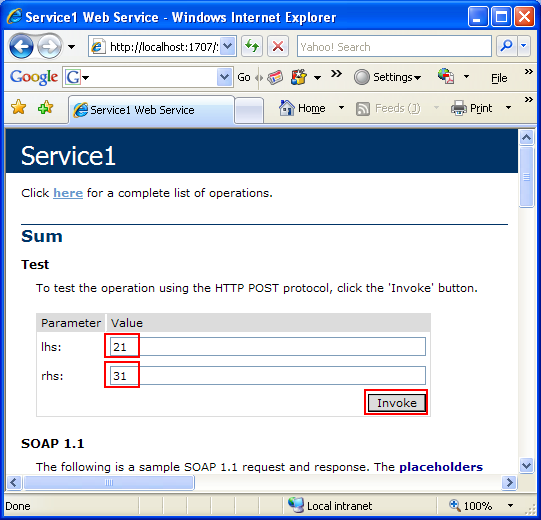 VB .NET Asynchronous Web Service Program Example: testing another web service method, Sum