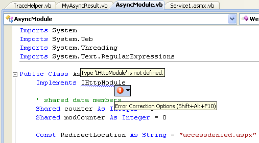 The VB .NET Asynchronous Web Service Program Example: the unresolved namespace