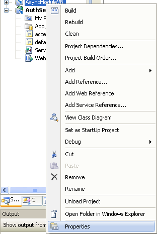 The VB .NET Asynchronous Web Service Program Example: invoking the .NET project property