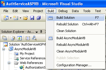 The VB .NET Asynchronous Web Service Program Example: building the VB .NET solution