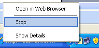 The VB .NET Asynchronous Web Service Program Example: stopping the ASP .NET development server from the short cut icon tray