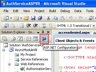 The VB .NET Asynchronous Web Service Program Example: the ASP .NET configuration short cut icon